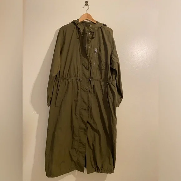H&M olive green light long jacket. Size Xs / S - Picture 5 of 14